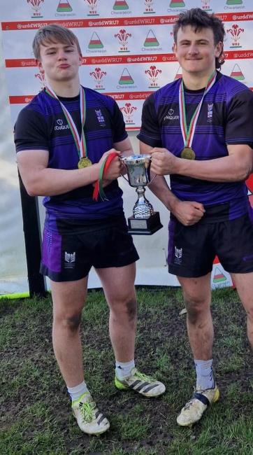 Daf and Caio Jones after winning the Welsh Sevens trophy